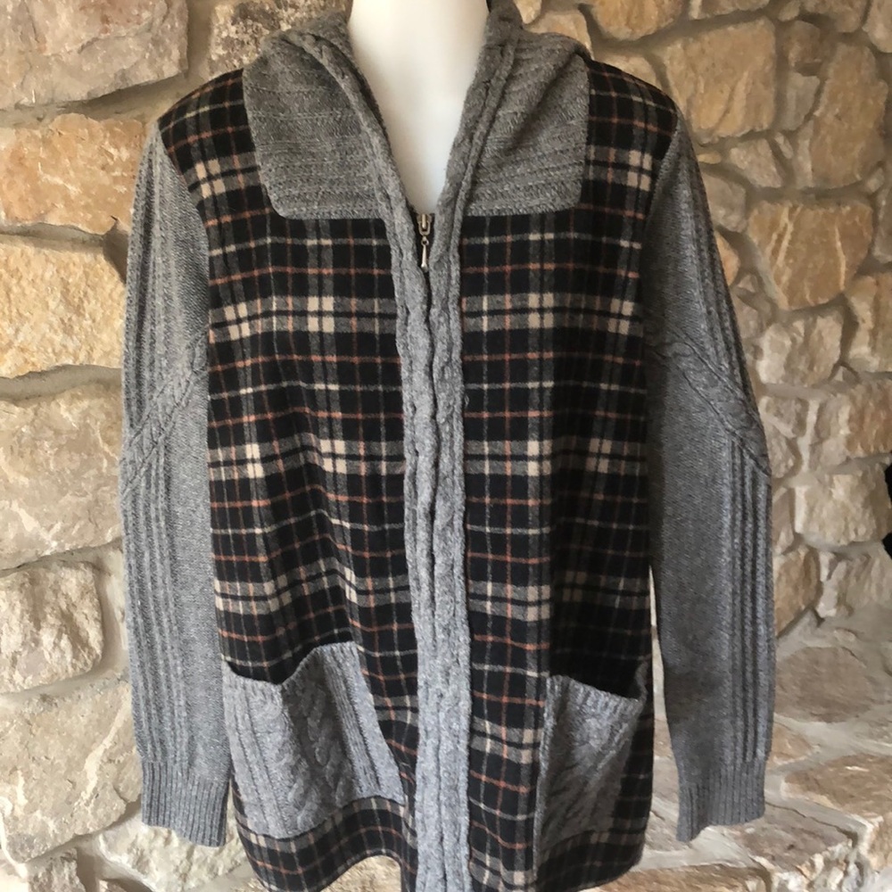 Anthropologie flannel and knit cardigan